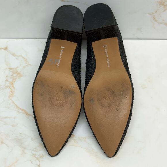 Adrienne Vittadini Fiona Pump Heels Woman 8 Black Beaded Block Heel‎ Pointed Toe - Picture 9 of 14